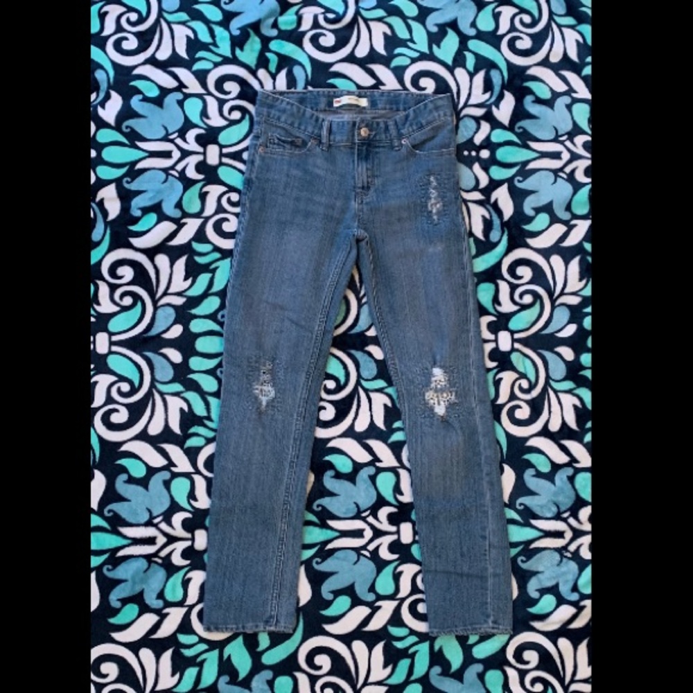 Blue ripped jeans